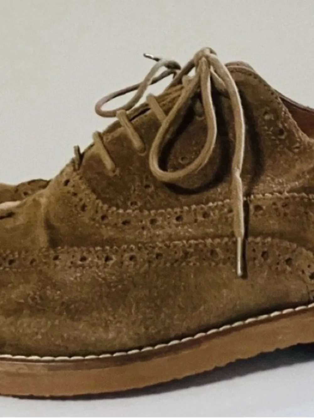 Saks Fifth Avenue Kennedy Wingtip Oxford Suede Mens Shoes 10 Brown Vintage Lux